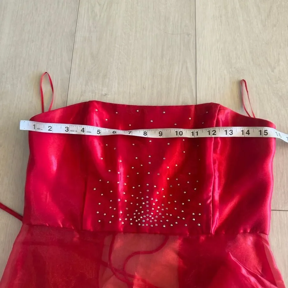 Jessica McClintock Gunne Sax Red Satin 2pc set Prom Formal Holiday Wedding size